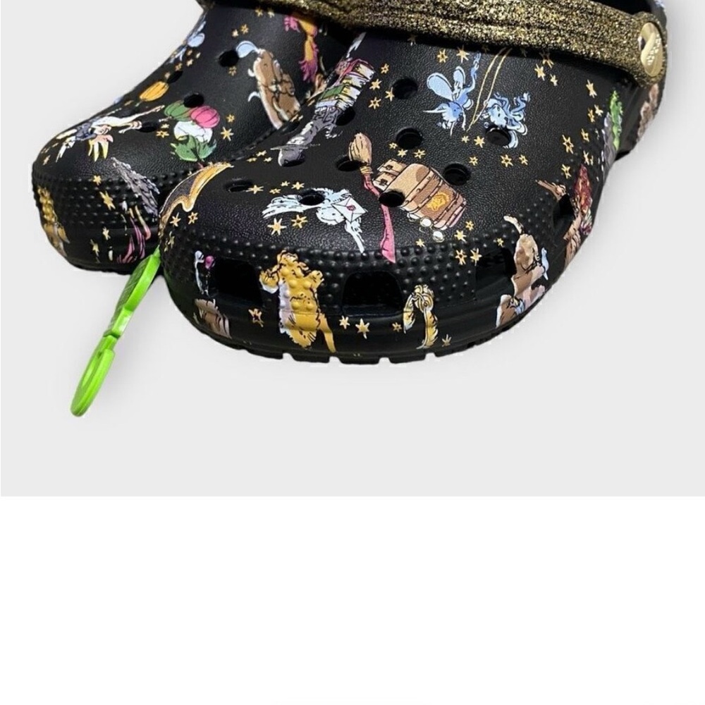 CROCS Kids Black and Gold Graphic Water Shoes